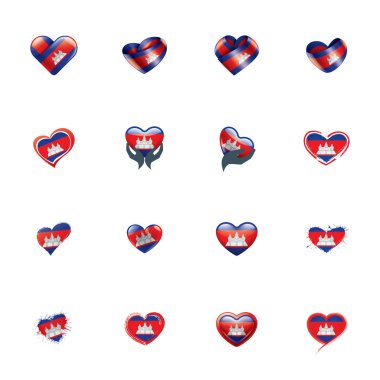 Kamboçya bayrağı, beyaz bir arka plan üzerinde vektör çizim