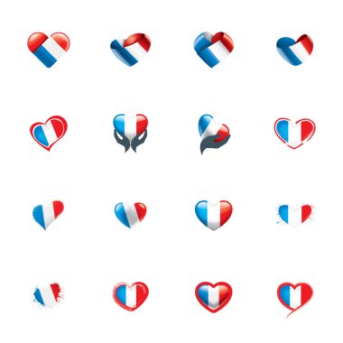 Fransa bayrağı, beyaz arkaplanda vektör illüstrasyonu.