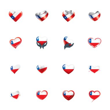 Beyaz arkaplanda Şili bayrağı, vektör illüstrasyonu.