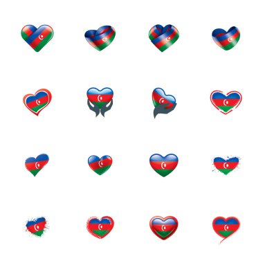 Azerbaycan bayrağı, beyaz arkaplanda vektör illüstrasyonu