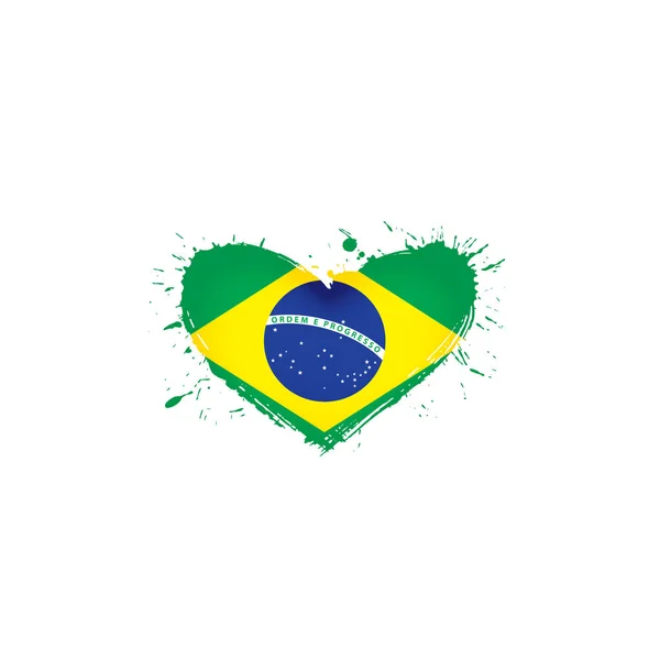 Brezilya bayrağı, beyaz bir arka plan üzerinde vektör çizim — Stok Vektör