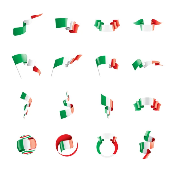 Italias flagg, vektorillustrasjon på hvit bakgrunn. – stockvektor