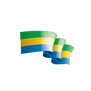 Gabon bayrağı, beyaz arkaplanda vektör çizimi.