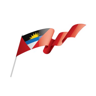 Antigua ve Barbuda bayrağı, beyaz arkaplanda vektör illüstrasyonu