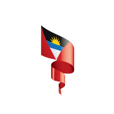 Antigua ve Barbuda bayrağı, beyaz arkaplanda vektör illüstrasyonu