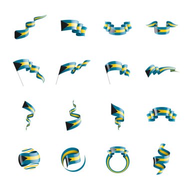 Bahamalar bayrağı, beyaz arkaplanda vektör illüstrasyonu