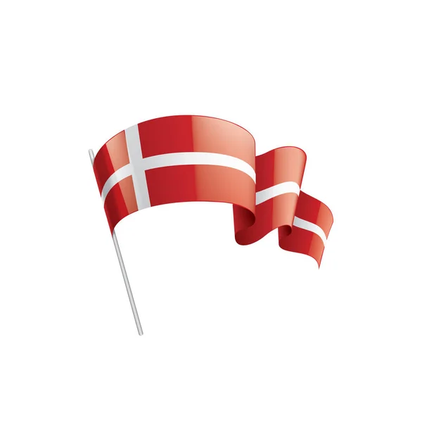 デンマーク国旗、白の背景にベクトル画像 — ストックベクタ