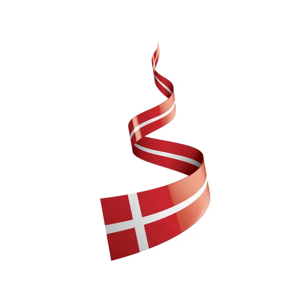 Danmark Nationell Flagga Vektor Illustration Vit Bakgrund — Stock vektor