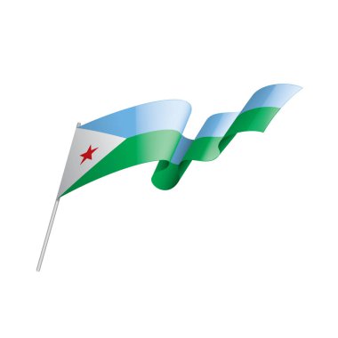 Cibuti ulusal bayrağı, beyaz arkaplanda vektör illüstrasyonu