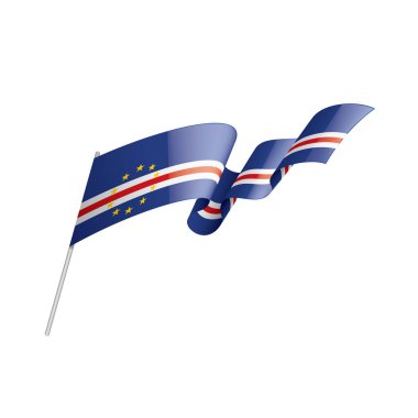 Cape Verde bayrağı, beyaz arkaplanda vektör çizimi