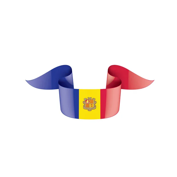 Bandera de Andora, ilustración vectorial sobre fondo blanco — Archivo Imágenes Vectoriales