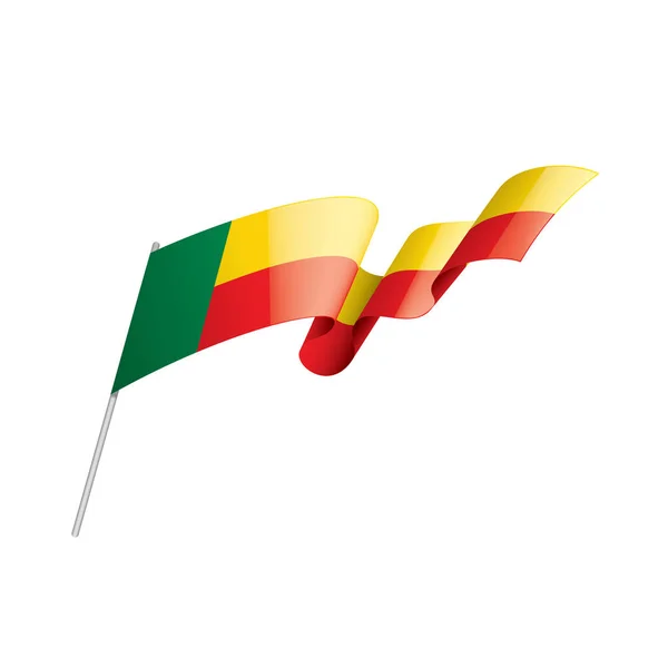 Drapeau du Bénin, illustration vectorielle sur fond blanc — Image vectorielle