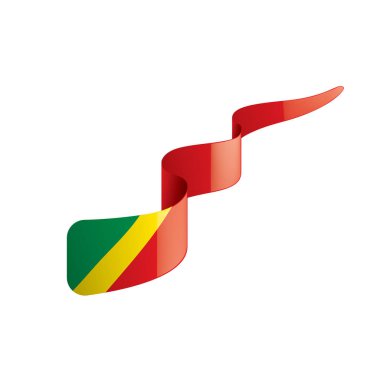 Beyaz arkaplanda Kongo bayrağı, vektör illüstrasyonu