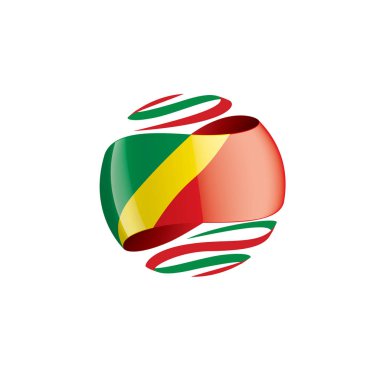 Beyaz arkaplanda Kongo bayrağı, vektör illüstrasyonu