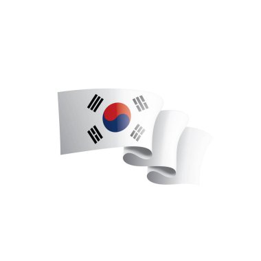 Güney Kore bayrağı, beyaz bir arka plan üzerinde vektör çizim