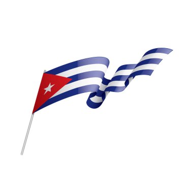 Küba bayrağı, beyaz arkaplanda vektör illüstrasyonu