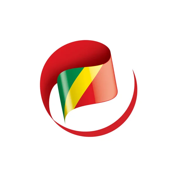 Konžská vlajka, vektorová ilustrace na bílém pozadí — Stockový vektor