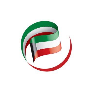 Beyaz arkaplanda Kuveyt bayrağı, vektör illüstrasyonu