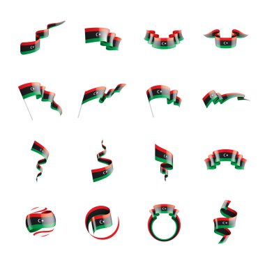 Libya Ulusal bayrak, beyaz bir arka plan üzerinde vektör çizim