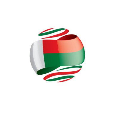 Madagaskar bayrağı, beyaz bir arka plan üzerinde vektör çizim