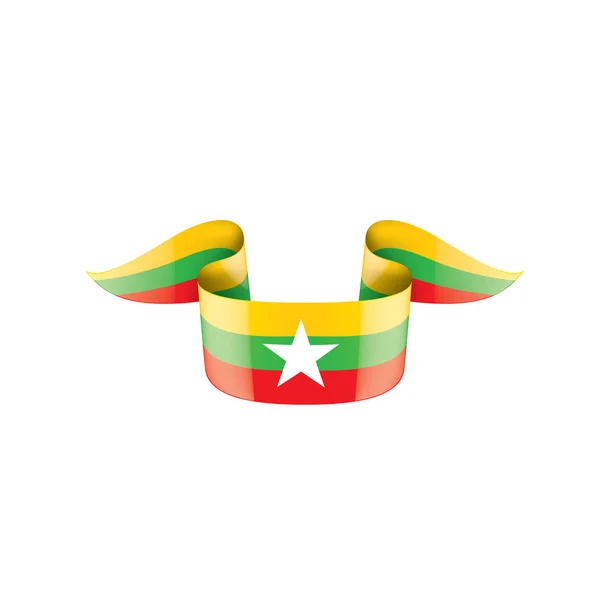 Bandera de Myanmar, ilustración vectorial sobre fondo blanco — Archivo Imágenes Vectoriales