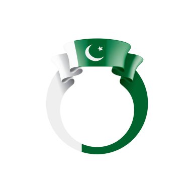 Pakistan bayrağı, beyaz arkaplanda vektör illüstrasyonu