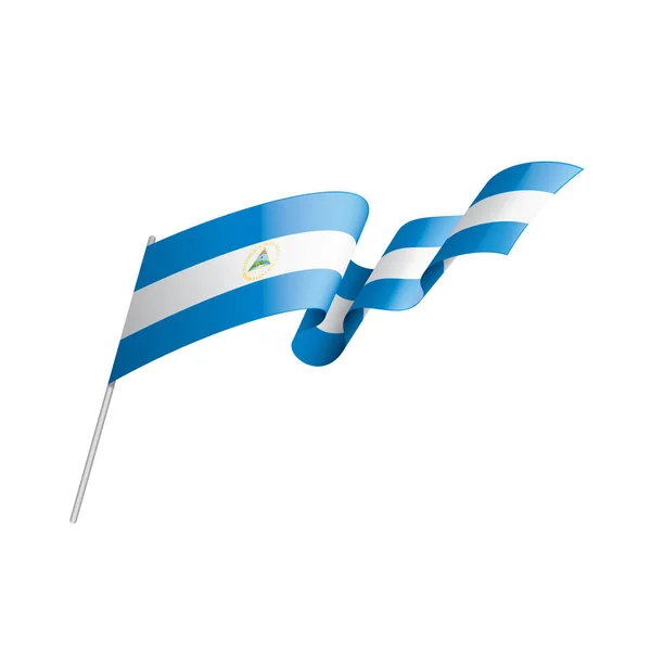 Nicaragua-Flagge, Vektorabbildung auf weißem Hintergrund — Stockvektor