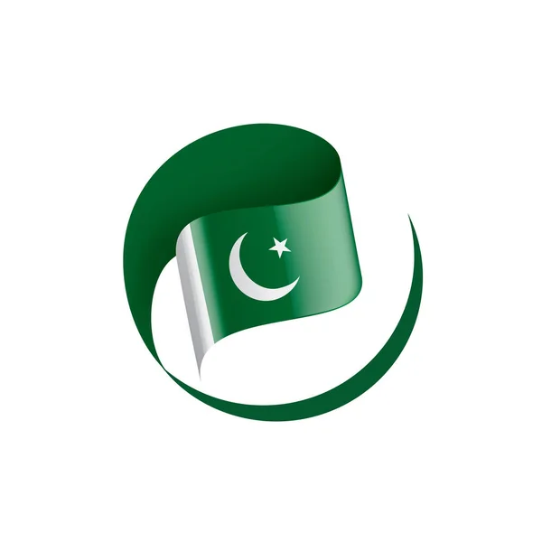 Pakistan Nationell Flagga Vektor Illustration Vit Bakgrund — Stock vektor