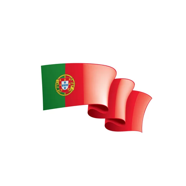 Portugiesische Flagge, Vektordarstellung auf weißem Hintergrund — Stockvektor