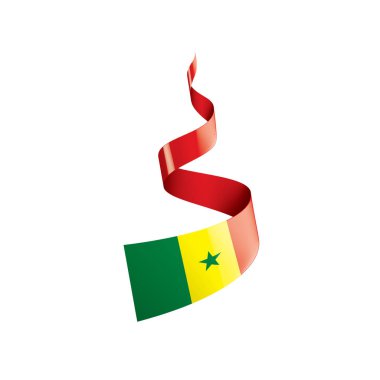 Senegal bayrağı, beyaz arkaplanda vektör çizimi