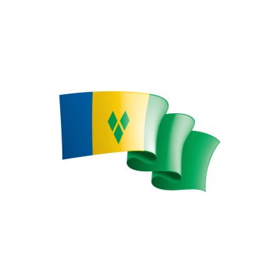 Saint Vincent ve Grenadines bayrağı, beyaz arkaplanda vektör çizimi