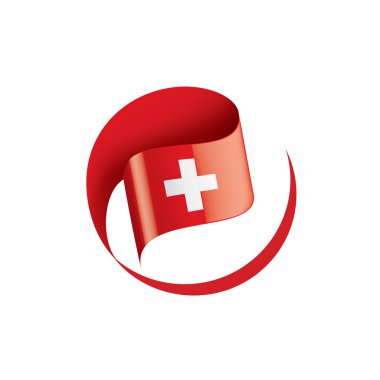 İsviçre bayrağı, beyaz arkaplanda vektör illüstrasyonu