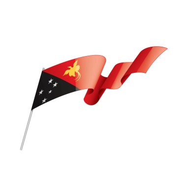 Papua Yeni Gine bayrağı, beyaz arkaplanda vektör illüstrasyonu
