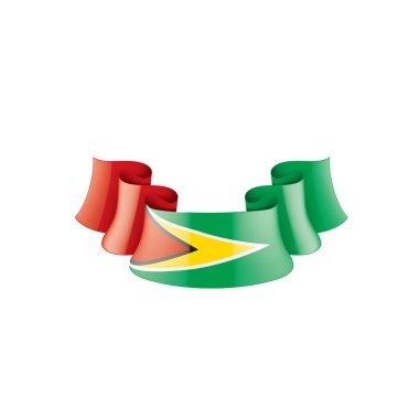 Guyana bayrağı, beyaz arkaplanda vektör illüstrasyonu