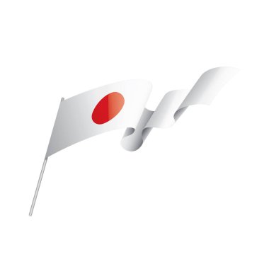 Japon bayrağı, beyaz arkaplanda vektör illüstrasyonu