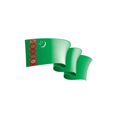 Türkmenistan bayrağı, beyaz bir arka plan üzerinde vektör çizim