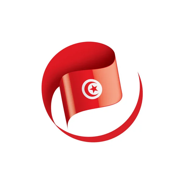 Drapeau Tunisie, illustration vectorielle sur fond blanc — Image vectorielle