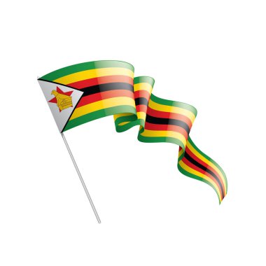 Zimbabwe bayrağı, beyaz arkaplanda vektör illüstrasyonu