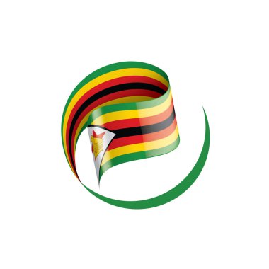 Zimbabwe bayrağı, beyaz arkaplanda vektör illüstrasyonu