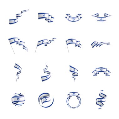 İsrail bayrağı, beyaz arkaplanda vektör illüstrasyonu