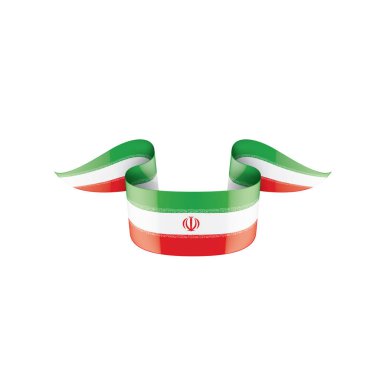 İran bayrağı, beyaz arka planda vektör illüstrasyonu