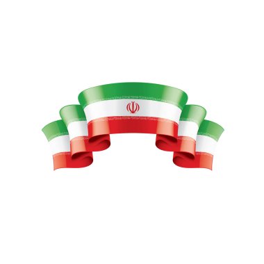 İran bayrağı, beyaz arka planda vektör illüstrasyonu