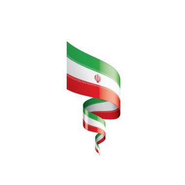 İran bayrağı, beyaz arka planda vektör illüstrasyonu