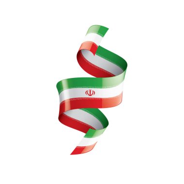 İran bayrağı, beyaz arka planda vektör illüstrasyonu