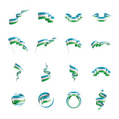 Özbekistan bayrağı ve beyaz arkaplan üzerindeki vektör illüstrasyonu