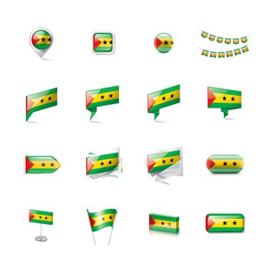 Sao Tome ve Principe bayrağı, beyaz arkaplanda vektör illüstrasyonu