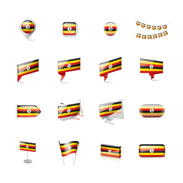 Uganda-Flagge, Vektorabbildung auf weißem Hintergrund — Stockvektor