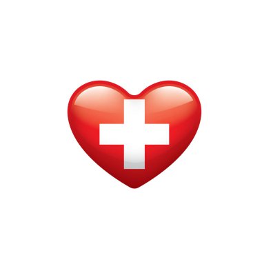 İsviçre bayrağı, beyaz arkaplanda vektör illüstrasyonu