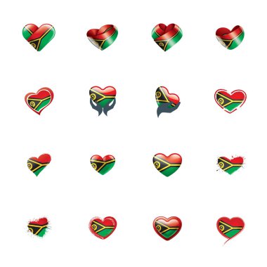 Vanuatu bayrağı, beyaz arkaplanda vektör çizimi