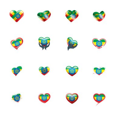 Etiyopya bayrağı, beyaz arkaplanda vektör illüstrasyonu